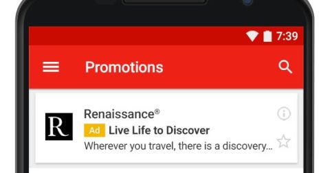 Voorbeeld van Gmail Native Ads