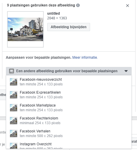 Voorbeelden van Placement Asset Customization binnen Social Advertising op Facebok en Instagram 