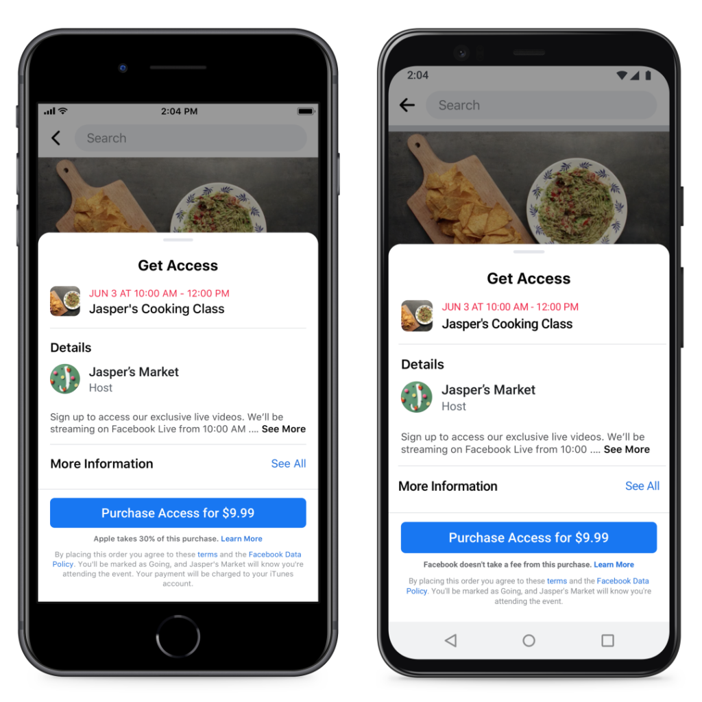 Facebook – Betaalde online evenementen

