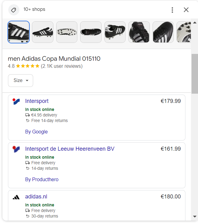 Google Shopping Adidas