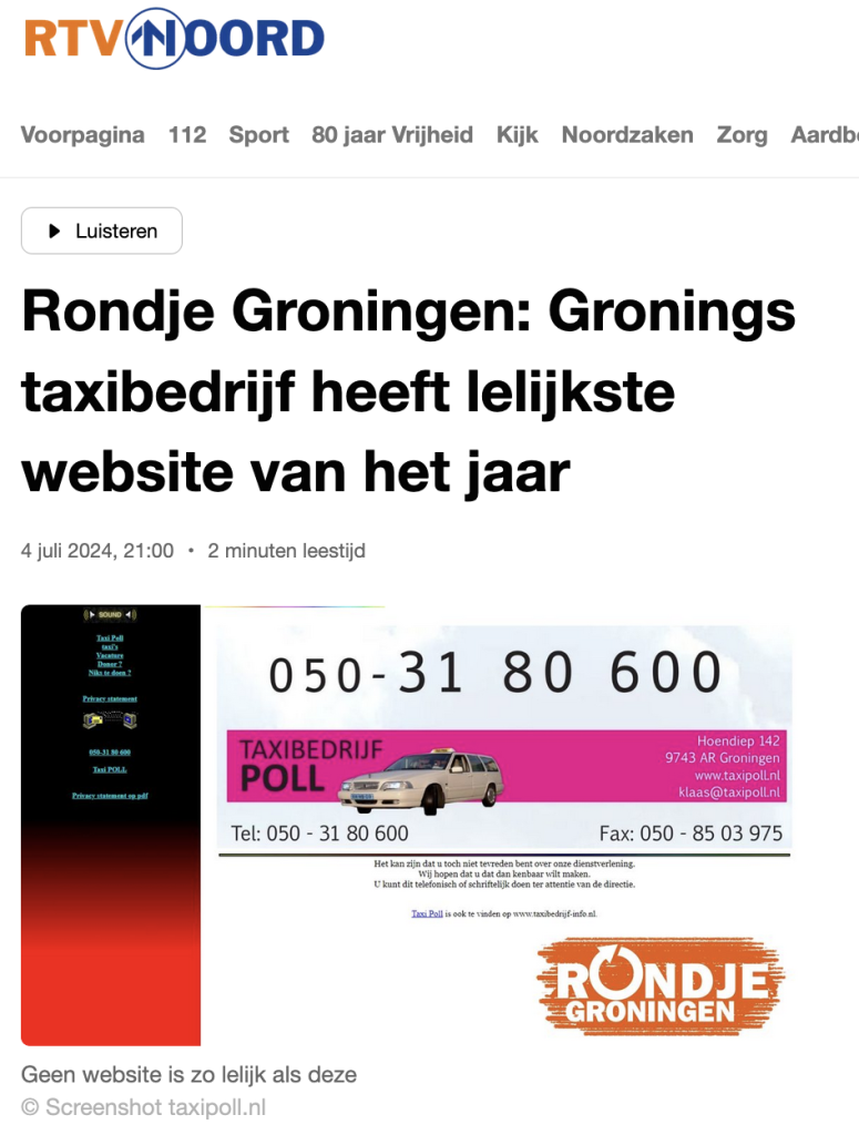 Hostnet campagne RTV Noord: lelijkste website van het jaar