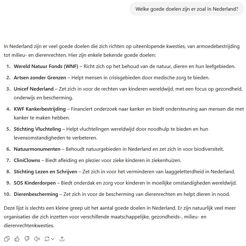 3e voorbeeld van een ChatGPT prompt en antwoord