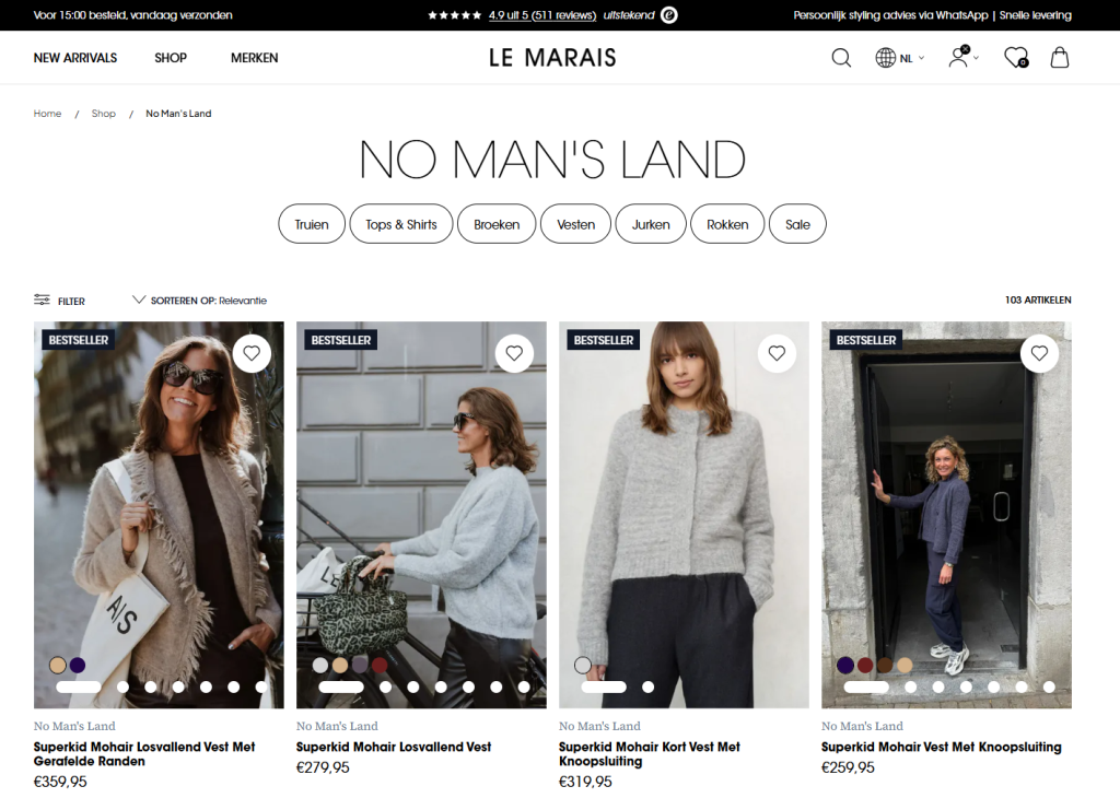 Website van Le Marais